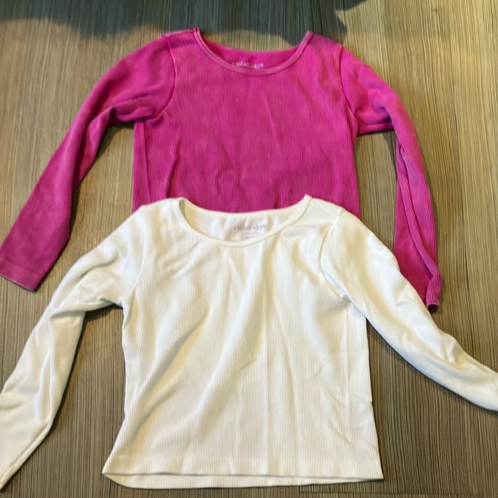 Vibrant Pink and White Long Sleeve Tees